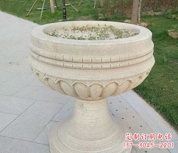菏泽大理石花盆公园石雕 (2)