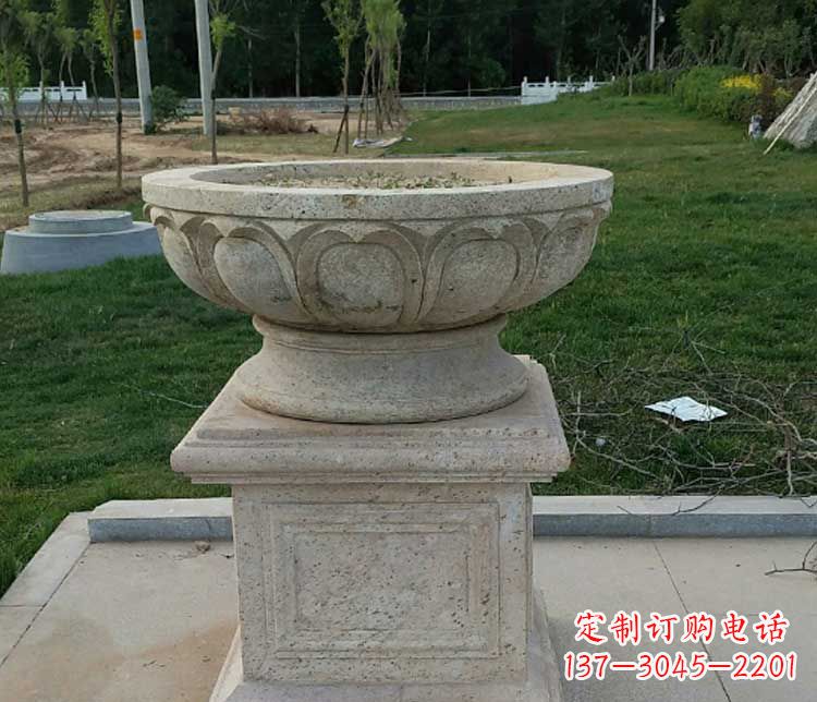 菏泽大理石花盆石雕