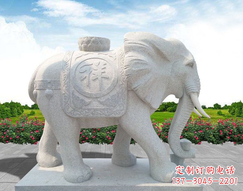 菏泽大理石吉祥大象石雕