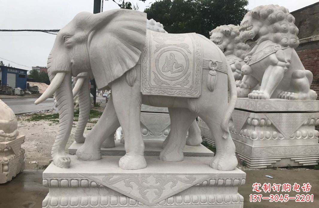 菏泽大理石吉祥如意别墅门口镇宅石雕大象