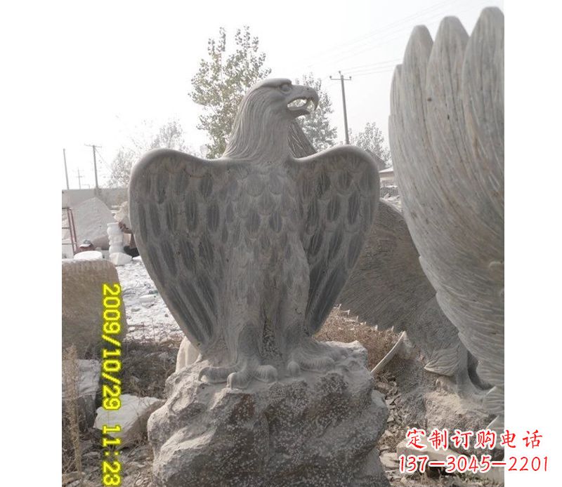 菏泽大理石老鹰雕塑,高贵雄威气势