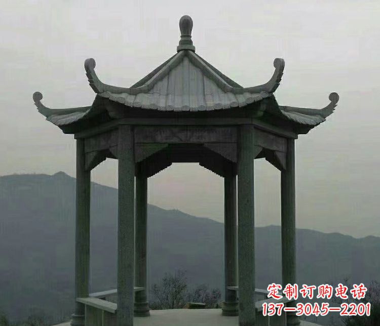 菏泽考究工艺,奢华大理石六角凉亭雕塑