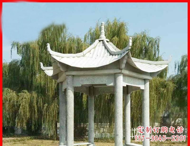 菏泽大理石六角凉亭公园石雕 (3)
