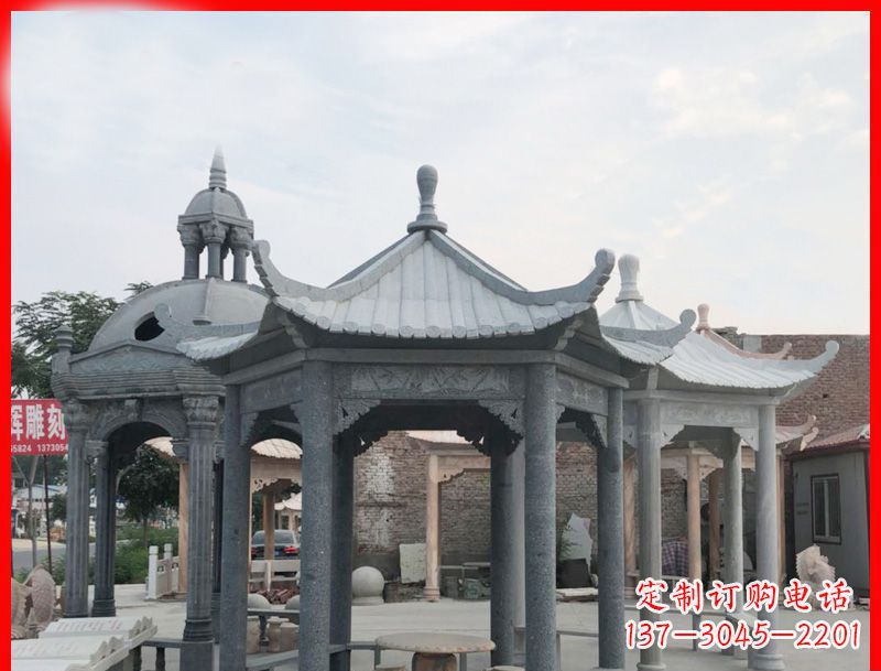 菏泽大理石六角凉亭公园石雕 (5)