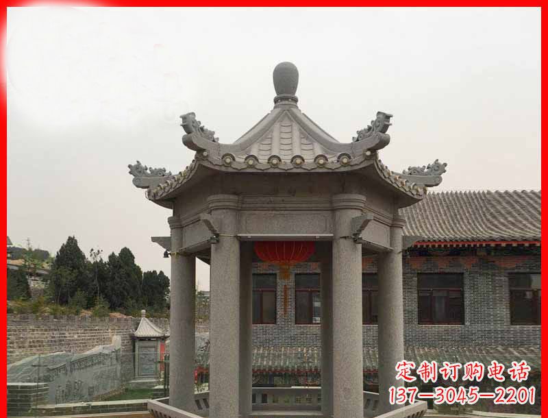 菏泽大理石六角凉亭公园石雕 (4)