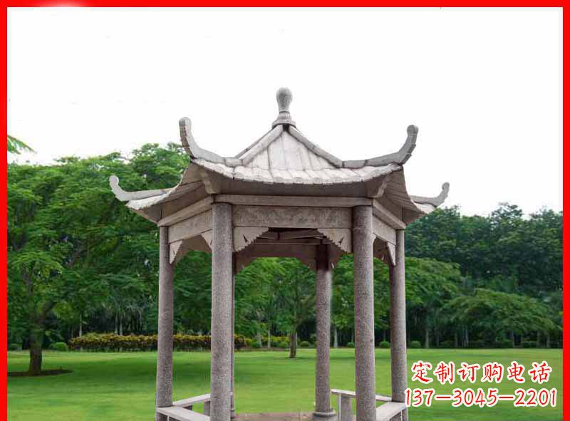 菏泽大理石六角凉亭园林景观石雕