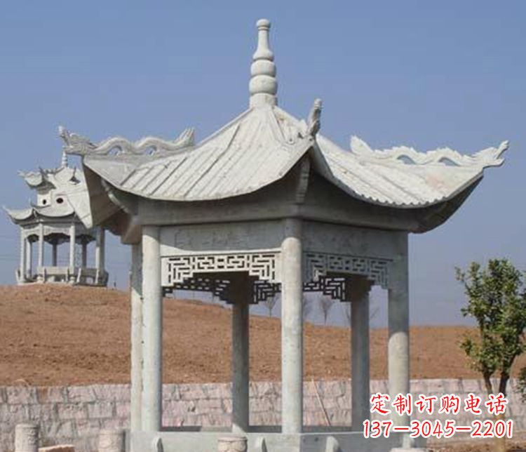 菏泽大理石六角凉亭石雕 (3)