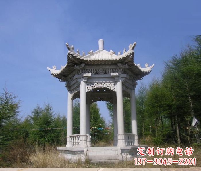 菏泽大理石六角石雕凉亭 (3)
