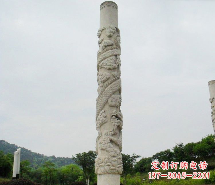 菏泽大理石盘龙柱雕塑