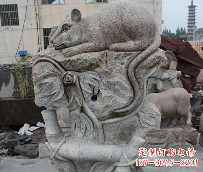 菏泽大理石生肖鼠石雕