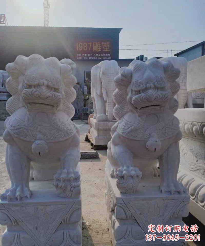 菏泽大理石狮子雕塑,象征威严