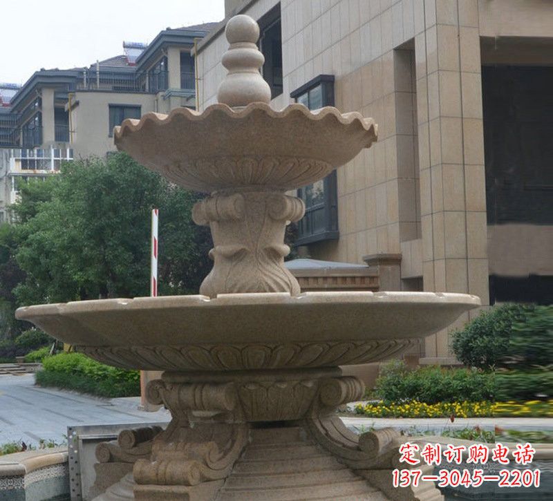 菏泽简约双层大理石喷泉雕塑