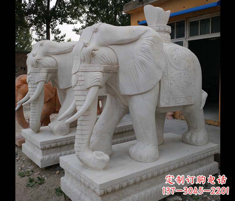 菏泽大理石大象雕塑，招财进宝