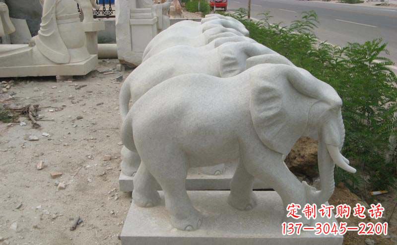 菏泽大理石小象公园动物石雕