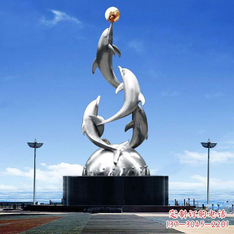 菏泽引领潮流的不锈钢海豚雕塑