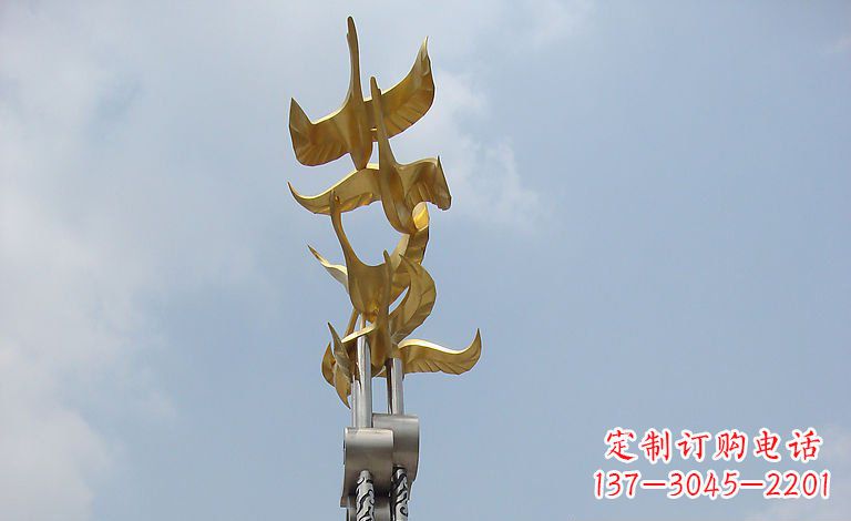 菏泽大雁不锈钢雕塑—梦想之羽