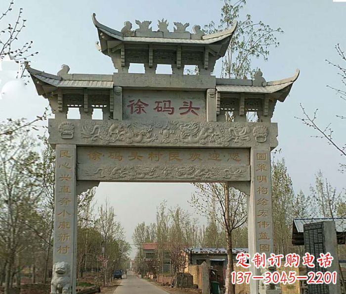 菏泽精美纯手工大理石牌坊雕塑