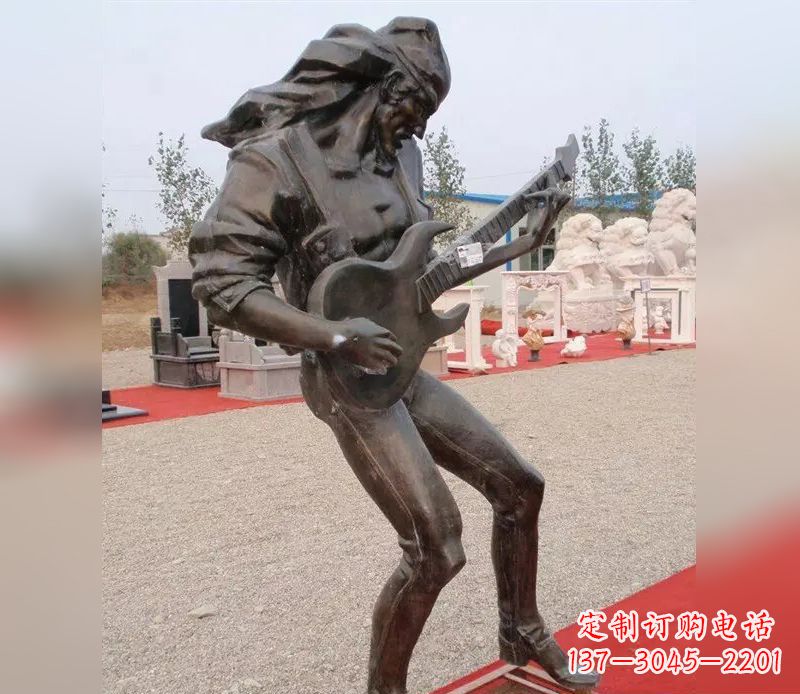 菏泽弹吉他广场小品人物铜雕