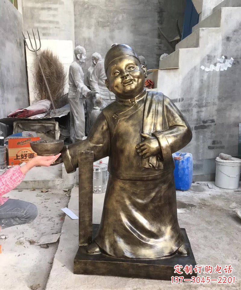 菏泽店小二铜雕——精美精致的人物雕塑