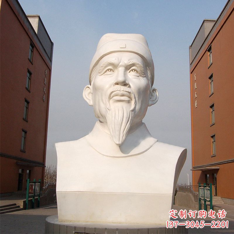 菏泽杜甫石雕像-学校校园历史名人唐代著名诗人头像