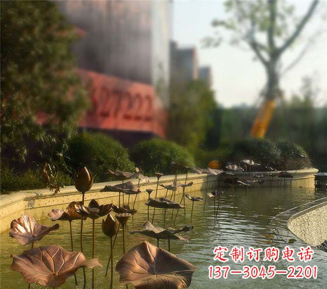 菏泽荷叶风情传承——锻铜荷花荷叶小区景观雕塑