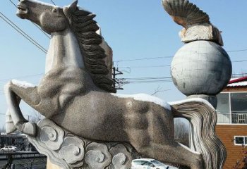 菏泽大理石马踏祥云石雕