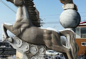 菏泽大理石马踏祥云雕塑