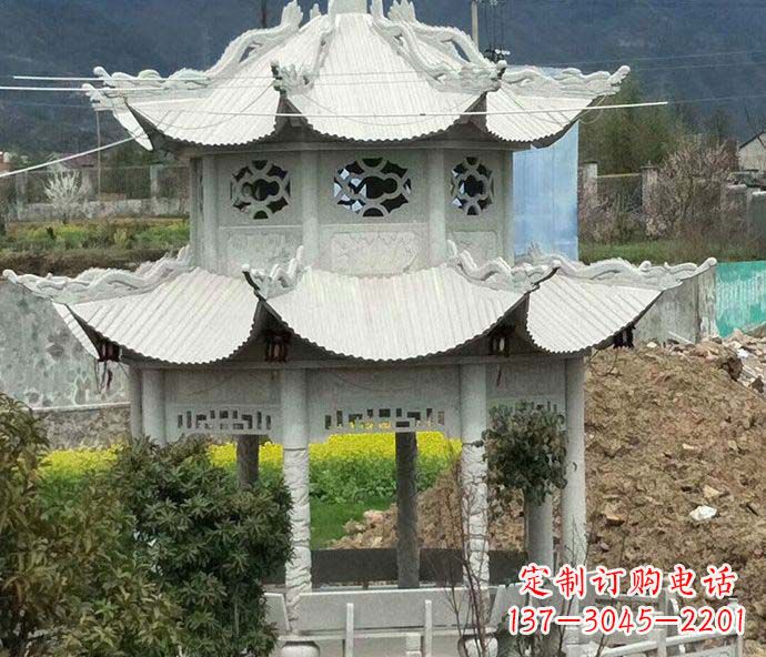 菏泽多层仿古凉亭石雕 (2)