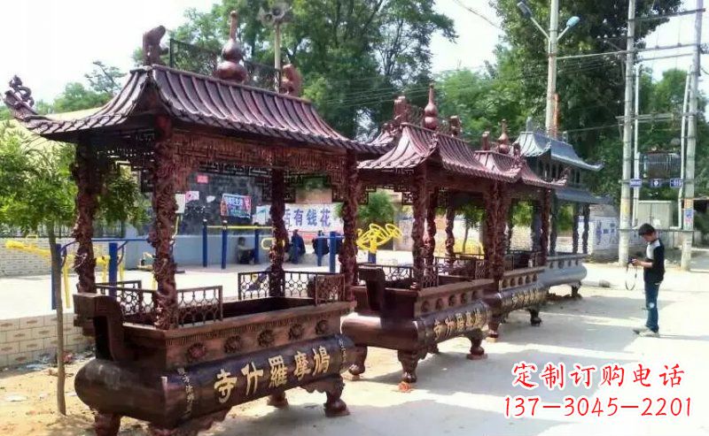 菏泽方形寺庙香炉铜雕_2
