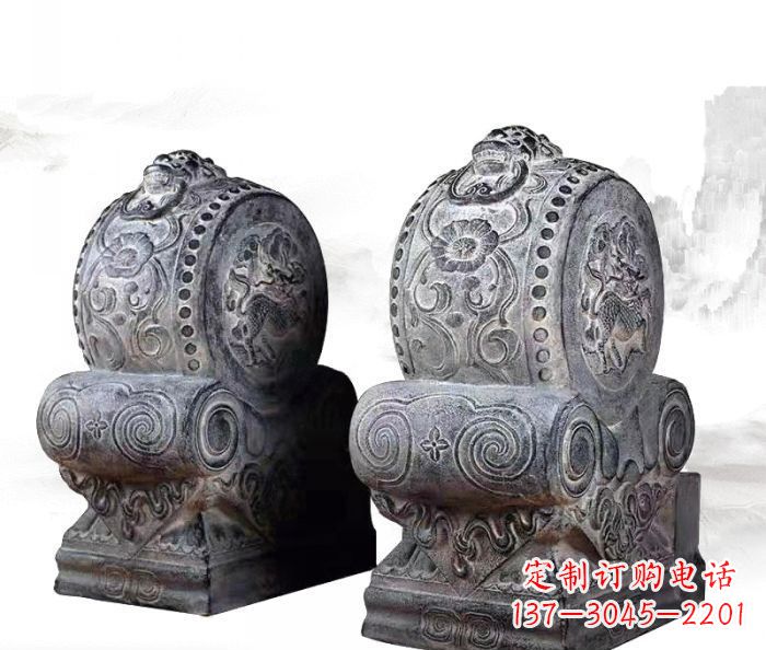 菏泽仿古抱鼓石镇宅石门墩 (3)