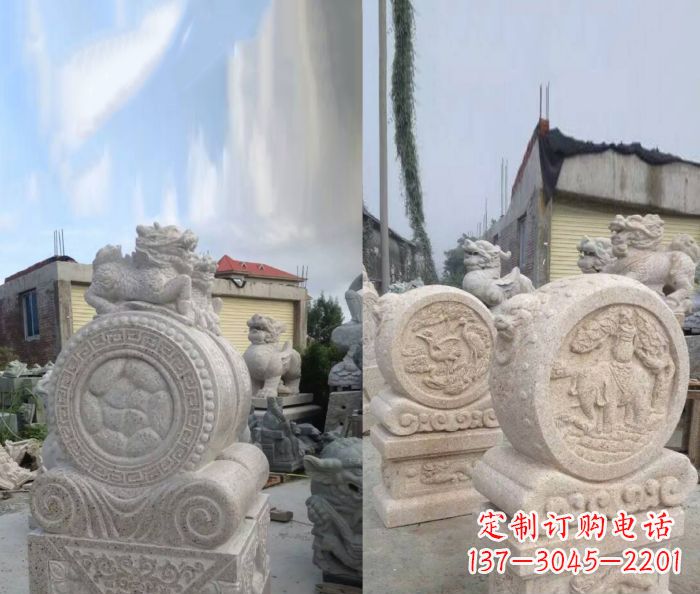 菏泽仿古抱鼓石镇宅石门墩 (2)