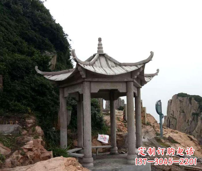 菏泽风格独特的仿古凉亭石雕
