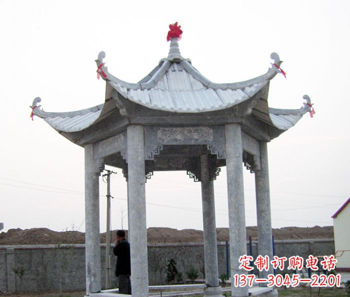 菏泽仿古六角石凉亭雕塑
