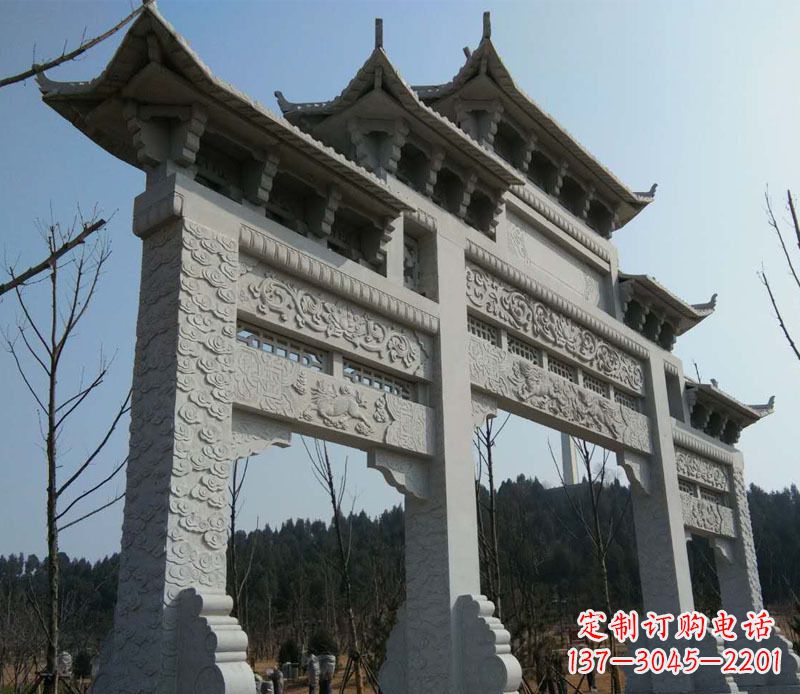 菏泽仿古三门牌坊景观石雕