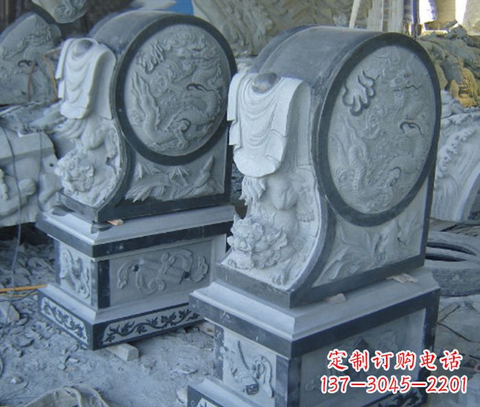 菏泽仿古石门墩招财抱鼓石雕塑