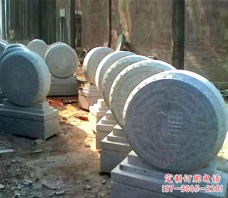 菏泽仿古石门墩招财抱鼓石雕