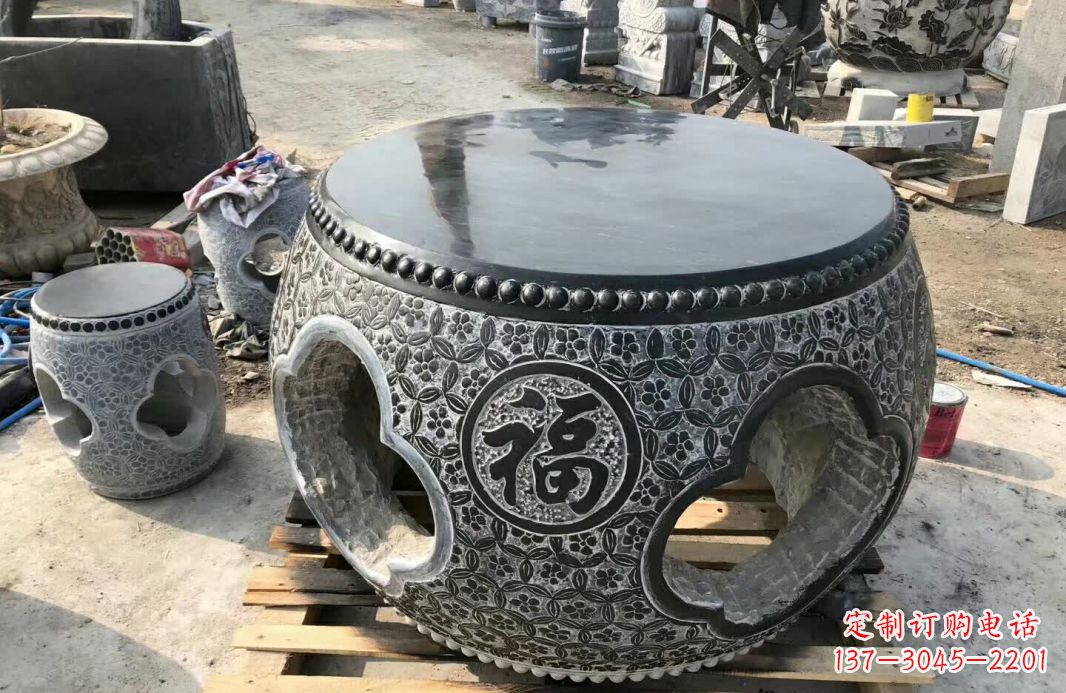 菏泽中领雕塑 | 精美仿古石桌凳雕塑