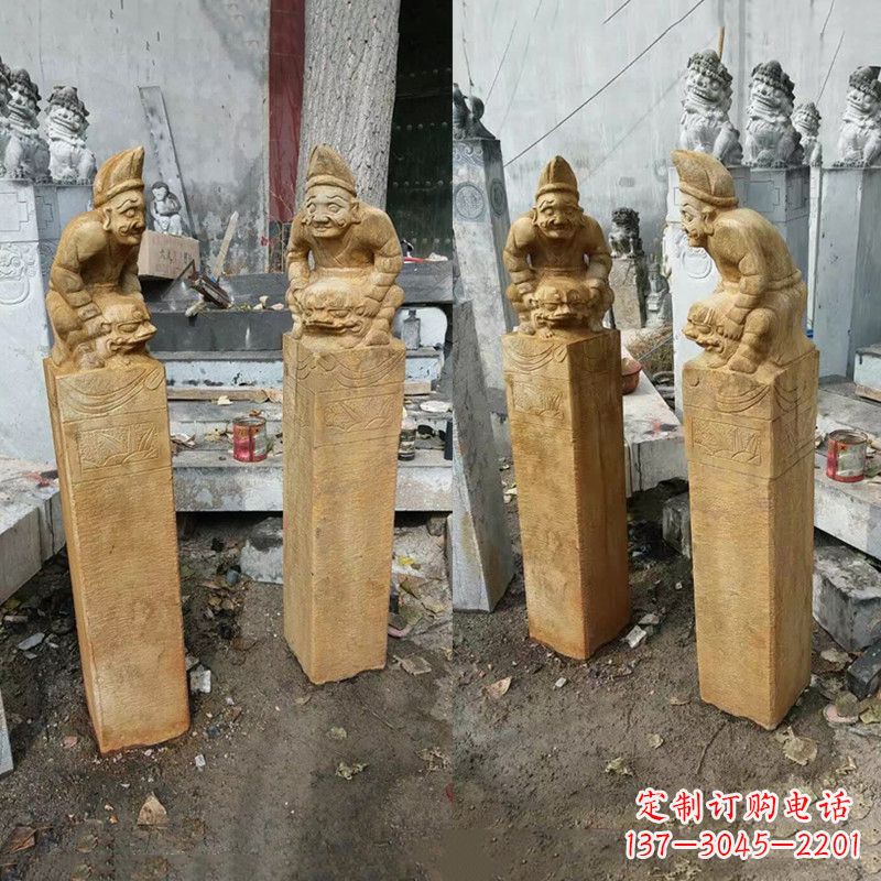 菏泽经典仿古拴马桩雕塑