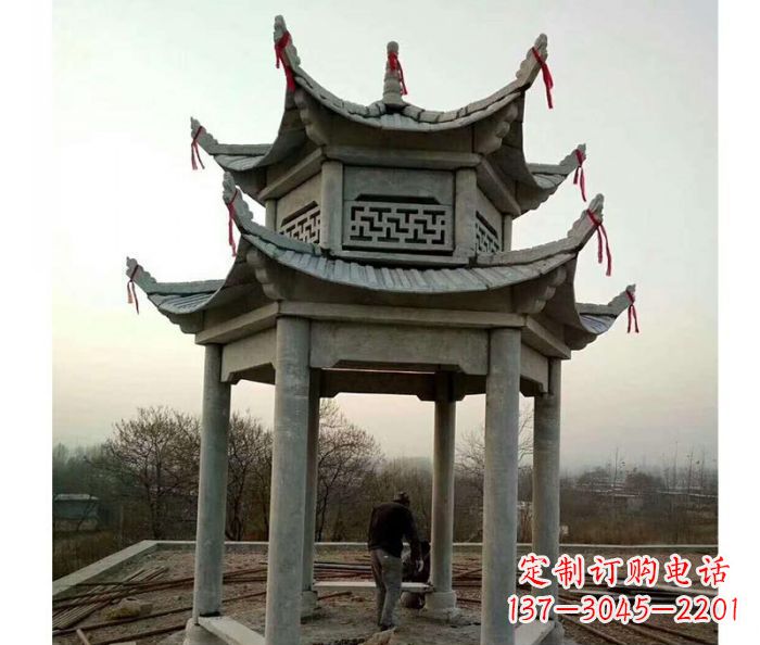 菏泽仿古双层石雕凉亭