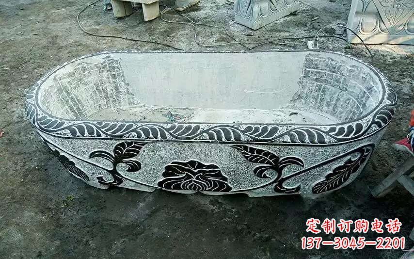 菏泽风格独特的仿古石头水缸雕塑