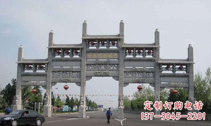 菏泽精美仿古石雕牌坊雕塑