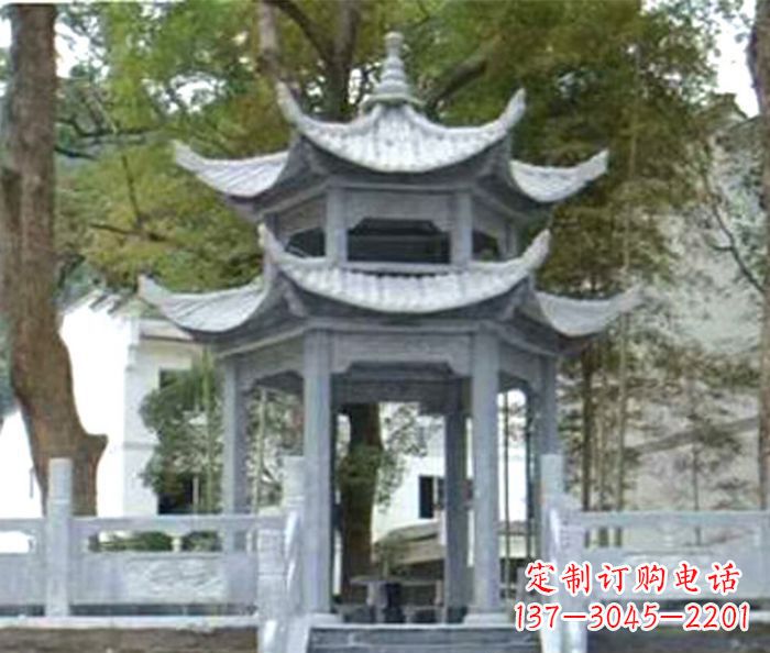 菏泽仿古园林双层石雕凉亭