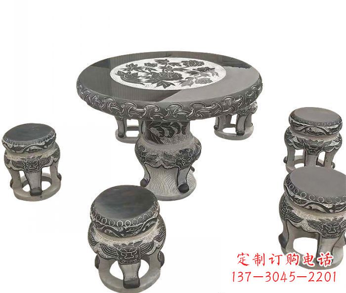 菏泽仿古圆形石桌凳