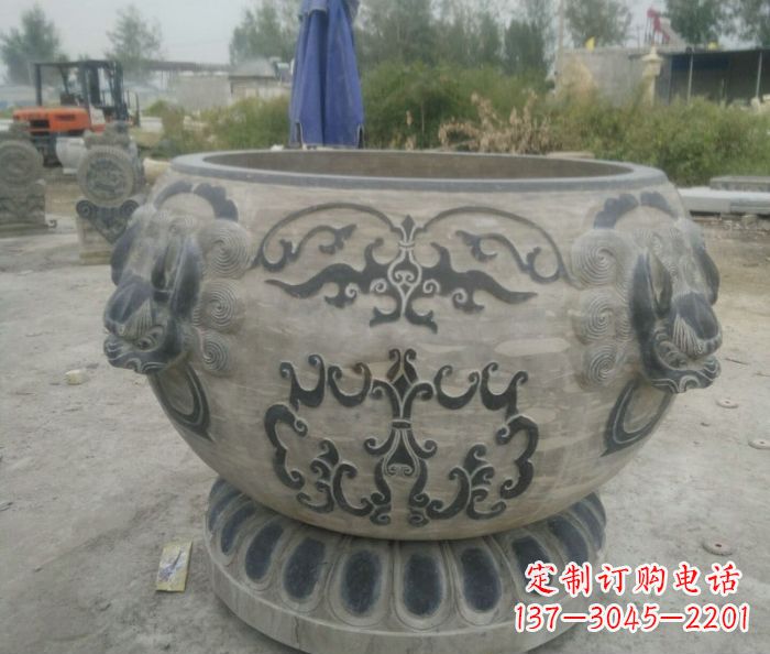 菏泽仿古圆形水缸石雕