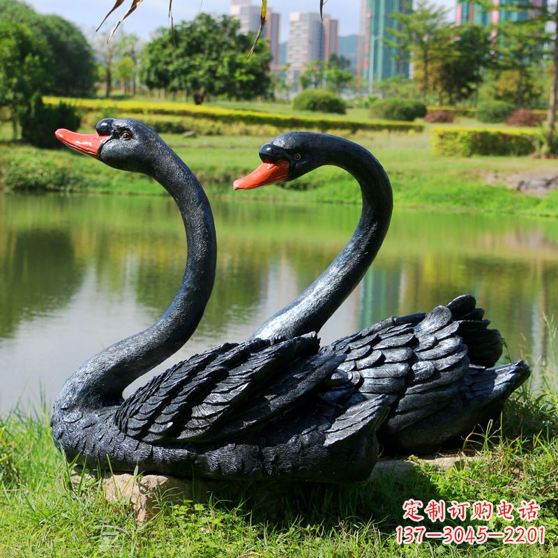 菏泽仿真黑天鹅玻璃钢雕塑-公园园林水景装饰动物雕塑