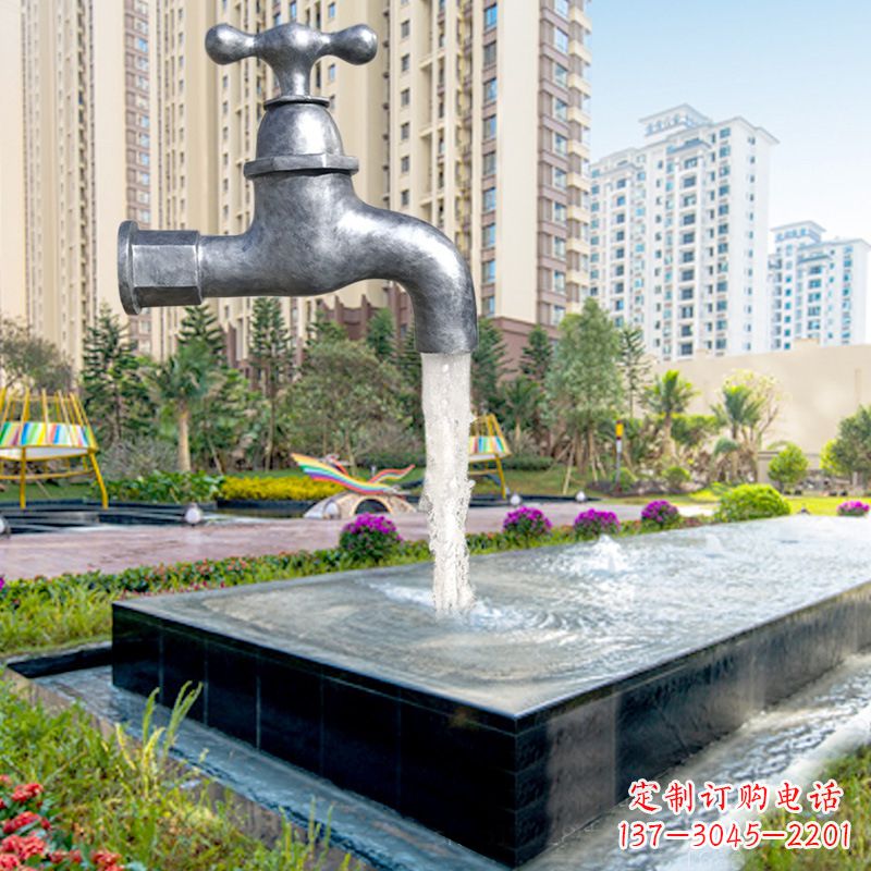 菏泽仿真水龙头流水喷泉雕塑
