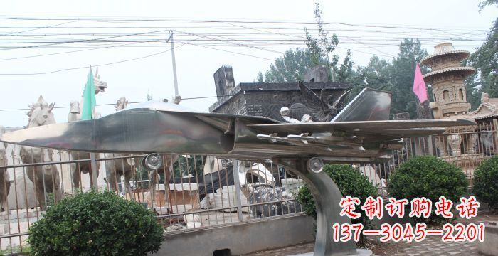 菏泽中领雕塑精美不锈钢飞机雕塑