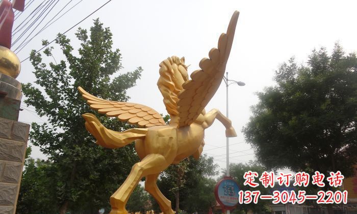 菏泽飞马广场景观动物铜雕