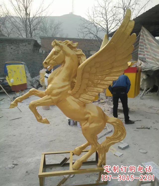 菏泽飞马动物铜雕 (2)