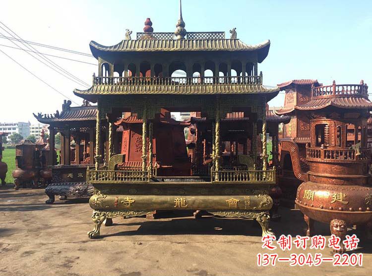 菏泽高浮雕螭龙纹铜香炉